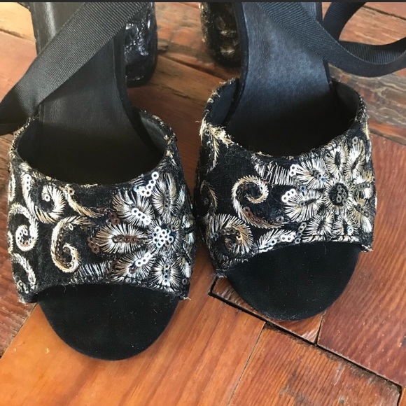 Topshop Rioja Lace Up Sequin Embroidered Heels - Picture 7 of 8